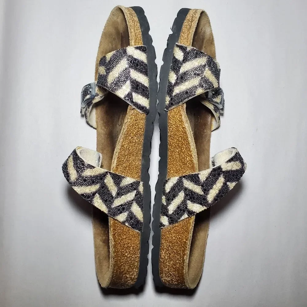 Birkis Tahiti Beaded Double Strap Sandals Size 38 (7-7.5)